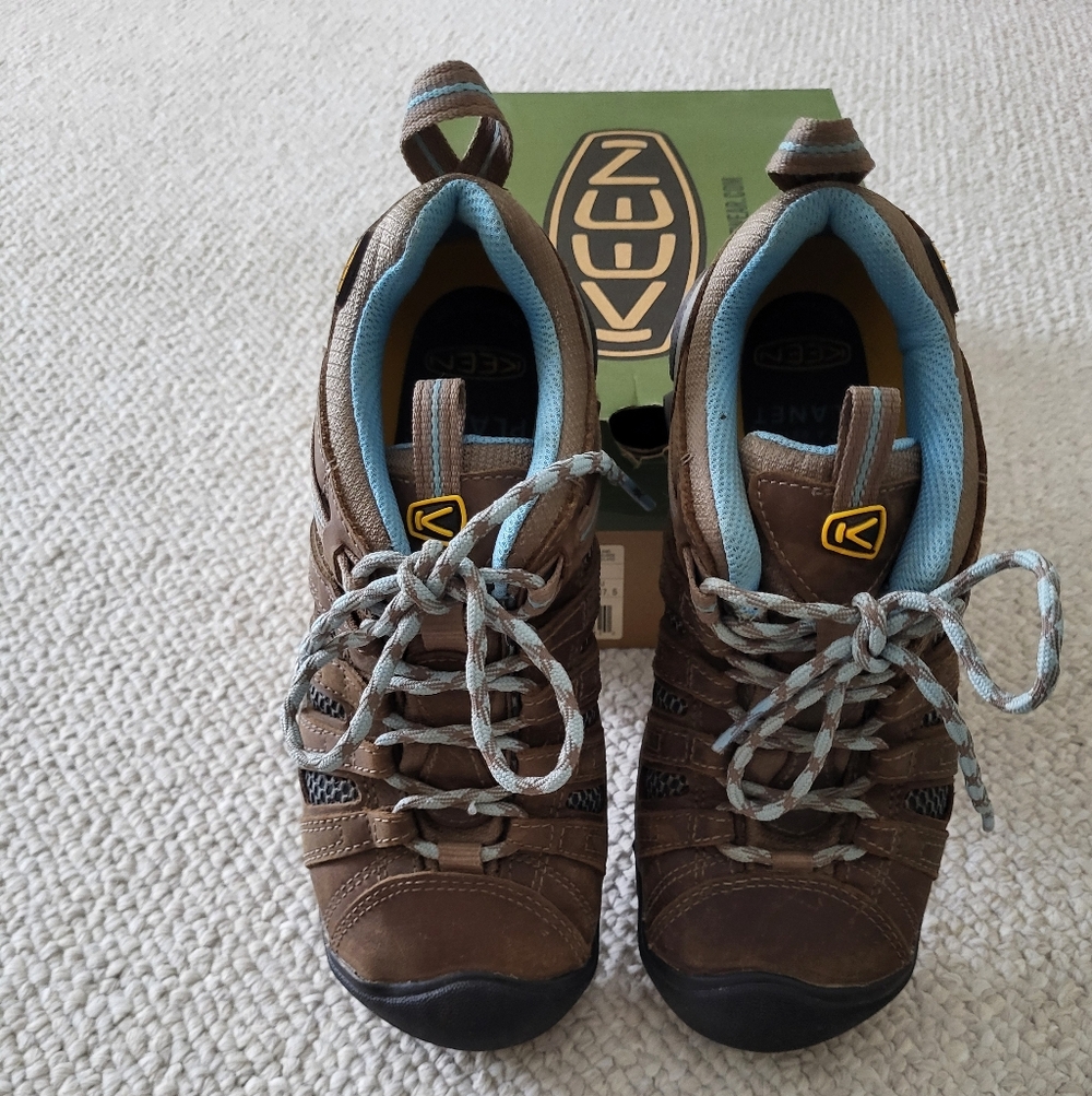 KEEN Brown and Blue Women's Low Cut Hiking Boots